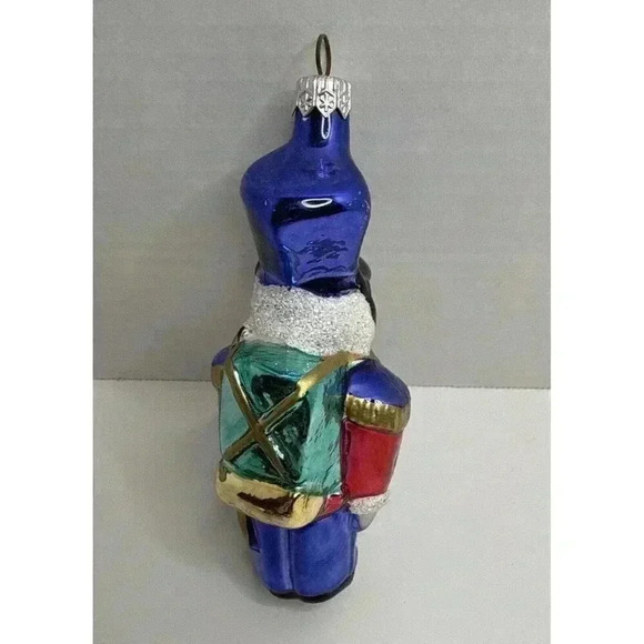 Poland Blown Glass Soldier Nutcracker Backpack Glitter Ornament Christmas Vtg - Picture 3 of 7